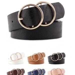 Various Colors of Faux Leather Double-O Buckle Belt